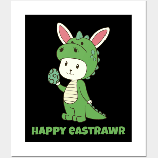 Happy Eastrawr T Rex Dinosaur Shirt Cute Easter Bunny Pajama T-Shirt Posters and Art